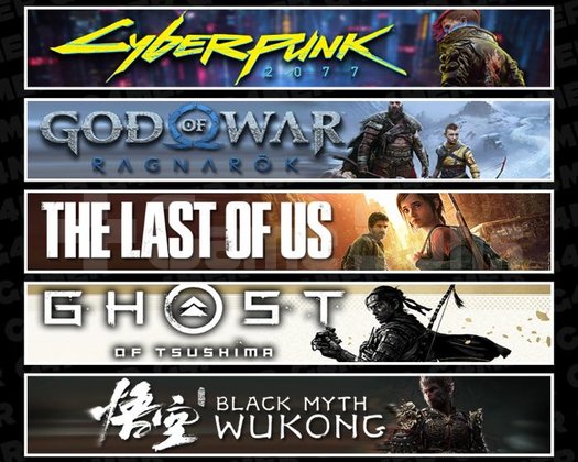 Cyberpunk +Ragnarök +TLOU1 +Tsushima +Wukong