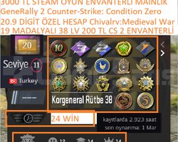 19 MADALYALI 38 LV 20.9 YIL DİGİT 200 TL CS 2 ENVA