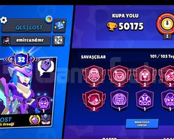 Brawl stars 50k kupa hesap 264 kostüm 101 karakter