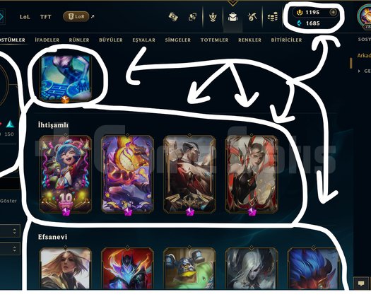 788 LEVEL / 353 SKİN / FUL HERO +MAİL +1.1K RP