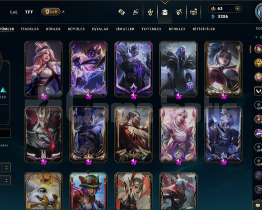 lol tr 717 lvl hesap 431 kostüm 170 renk