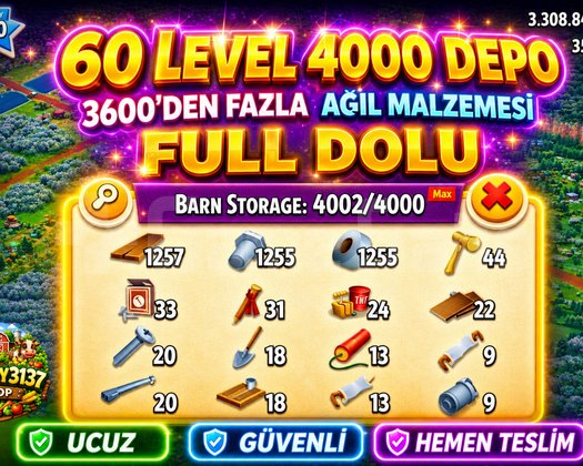 60 LEVEL 4000 DEPO FULL AĞIL DOLU HESAP