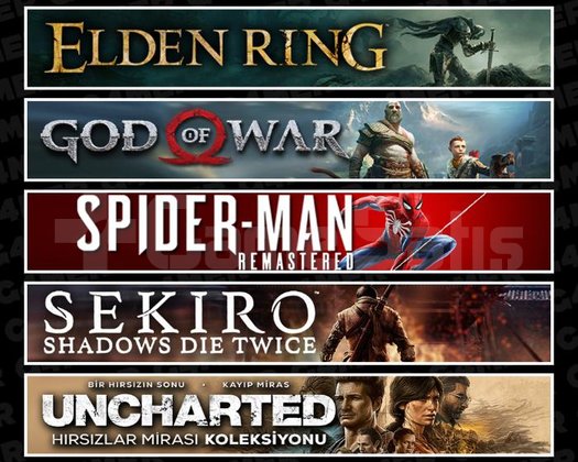 Elden +GOW +Spider 1 +Sekiro +Uncharted