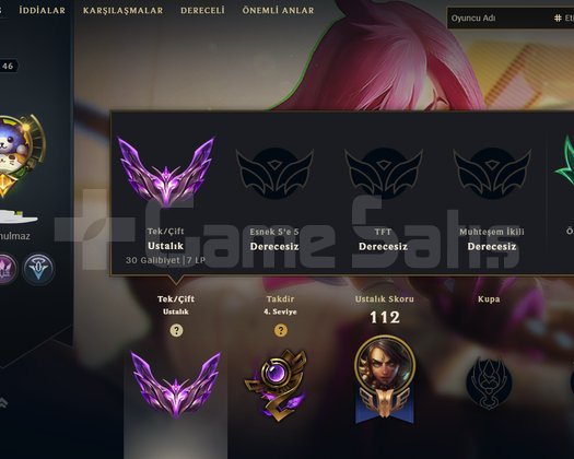 73 WR 30 WİN MASTER HİGH MMR +500 LP EŞLEŞME +32