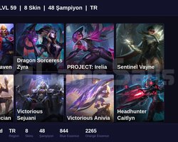 TR / 59 LVL + 8 SKİN + UNRANKED !!