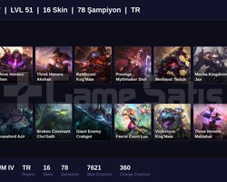 TR / 51 LVL + 16 SKİN + PLATINUM IV !!