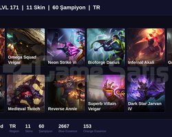 TR / 171 LVL + 11 SKİN + UNRANKED + 2022 ACC !!