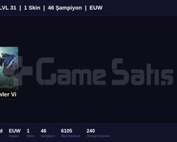 EUW / 31 LVL + 1 SKİN + UNRANKED + FRESH !!