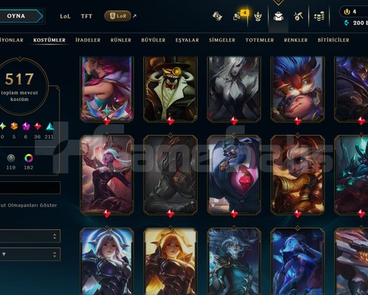 638 LEVEL / 517 SKİN / FUL HERO +MAİL +15K SATIŞ