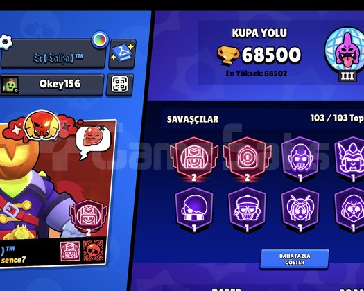300 KOSTÜM 69K KUPA FULL KARAKTERLİ BOMBA HESAP