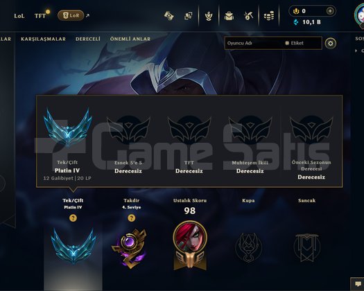 EUW / PLAT 4 / 71 WR / HANDMADE /+30LP -10LP