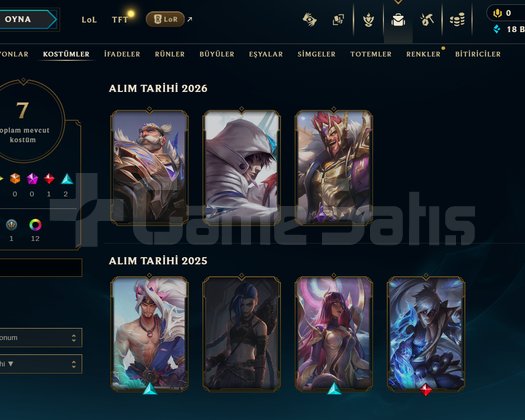 TR Zümrüt 2 | 7 Kostüm - 18K Mö | LoL Hesap