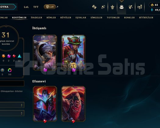 TR Plat 4 | 31 Kostüm - 118 Hero | LoL Hesap