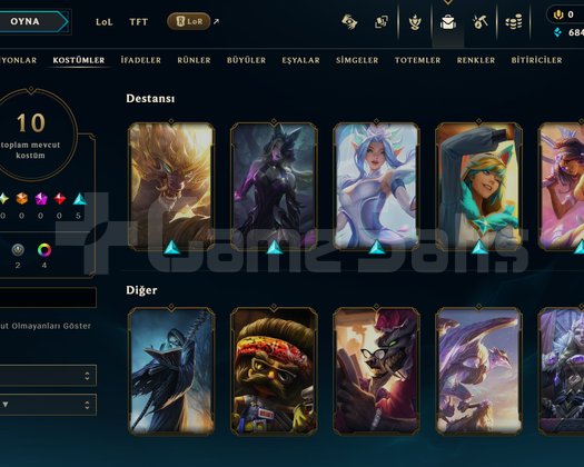 TR Plat 2 | 10 Kostüm - 40 Hero | LoL Hesap