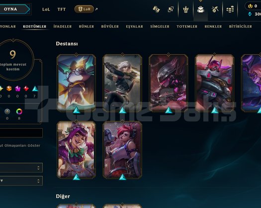 TR Gold 2 | 9 Kostüm - 79 Hero | LoL Hesap