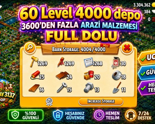 60 LEVEL 4000 DEPO FULL ARAZİ DOLU HESAP