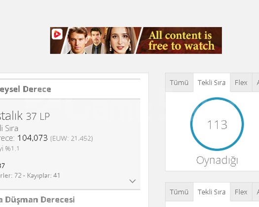 Euw Master 65 WR +35 LP Hesap Mail Devirli