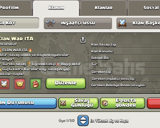 Lvl 16 Kristal Lig 3 Süper günlüklü Klan