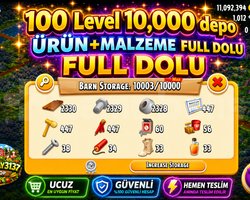100 LEVEL 10.000 DEPO FULL MALZEME DOLU HESAP