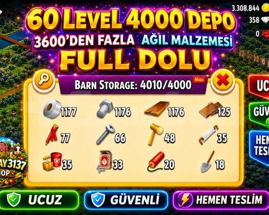 60 LEVEL 4000 DEPO FULL AĞIL DOLU HESAP