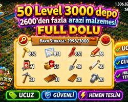 50 LEVEL 3000 DEPO FULL ARAZİ DOLU HESAP