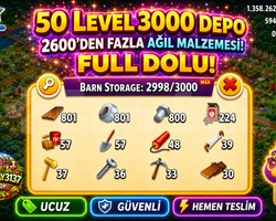 50 LEVEL 3000 DEPO FULL AĞIL DOLU HESAP