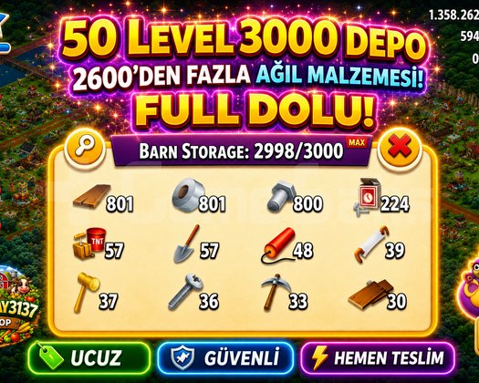 50 LEVEL 3000 DEPO FULL AĞIL DOLU HESAP