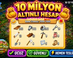 40 LEVEL 1000 DEPO 10 MİLYON ALTIN DOLU HESAP