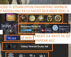 5 MADALYALI 14 LV FACEİT 20.9 DİGİT 2350 TL STEAM