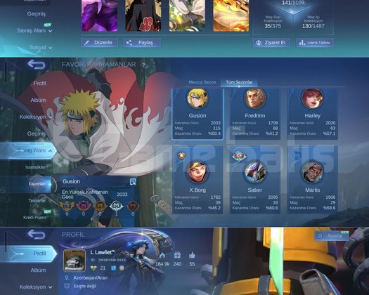 4 LEGENDLI + GUSION VE JULIAN SKINLI
