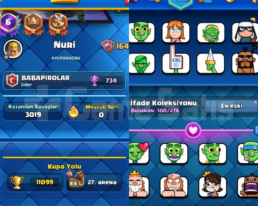 6 Yıllık 11000 kupa 7180 elmas ve Klan