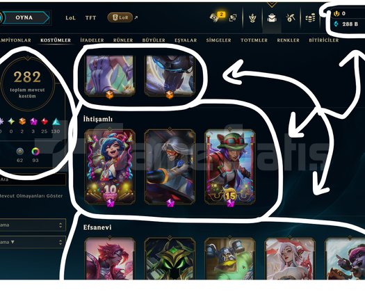 652 LEVEL / 282 SKİN / FUL HERO +MAİL +15K SATIŞ