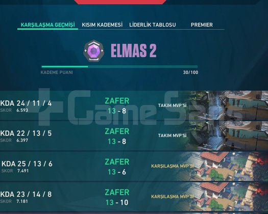 ELMAS 2 YÜKSEK MMR MAİNLİK TEMİZ HESAP