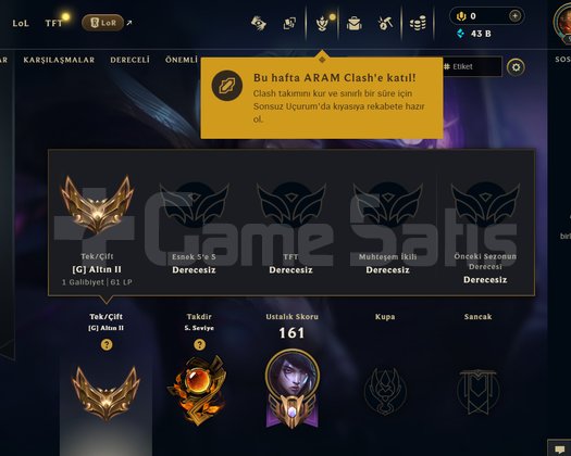 LOL EUWEST BOL LP RANKED HAZR ALTIN ÖMÜRLÜK HESAP