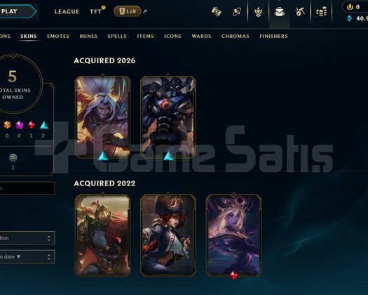 EUW Unranked | 5 Kostüm - 40K Mö | LoL Hesap
