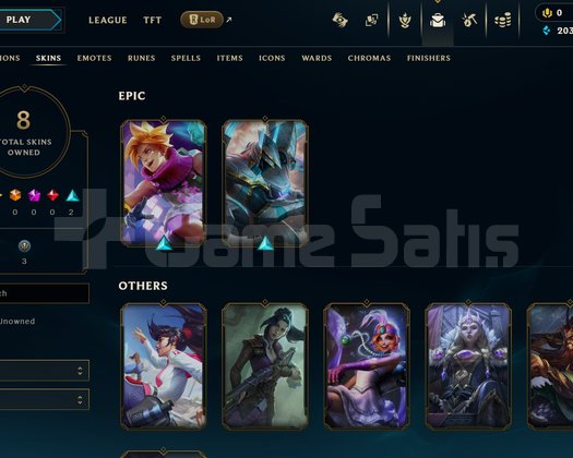 EUW Unranked | 8 Kostüm - 35 Hero | LoL Hesap