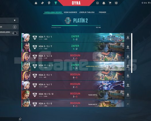Zengin içerikli Ömürlük Valorant+Lol hesabı