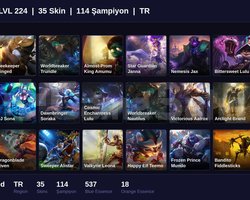 TR / 224 LVL + 35 SKİN + UNRANKED !!