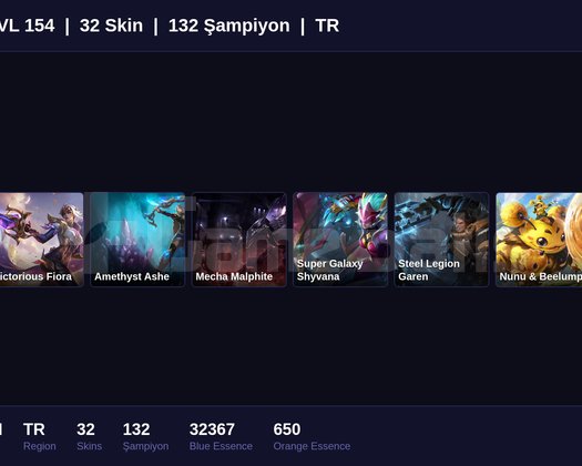TR / 154 LVL + 32 SKİN + SILVER I !!
