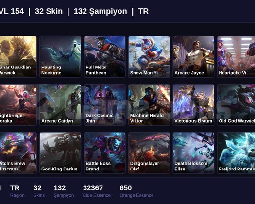 TR / 154 LVL + 32 SKİN + SILVER I !!