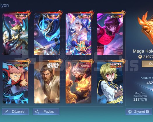 DOLU DOLU HESAP BİR TANE İSTEDİĞİNİZ LEGEND KOSTÜM