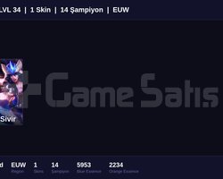 EUW / 34 LVL + 1 SKİN + FRESH + 10/8 DERECESİZ MAÇ