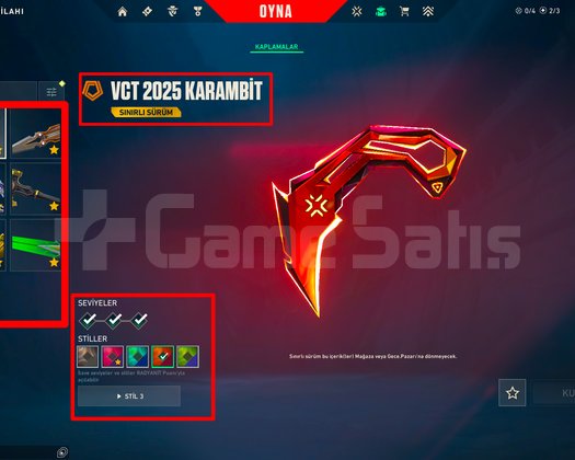 206 SEVİYE + VCT KARAMBİT + 8 BIÇAK + 8 VANDAL!