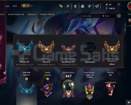 558 KOSTÜM 140K ÖZ 372 LVL EFSANE DOLU MAİL HESAP