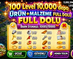 100 LEVEL 10.000 DEPO FULL MALZEME DOLU HESAP