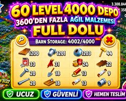60 LEVEL 4000 DEPO FULL AĞIL DOLU HESAP