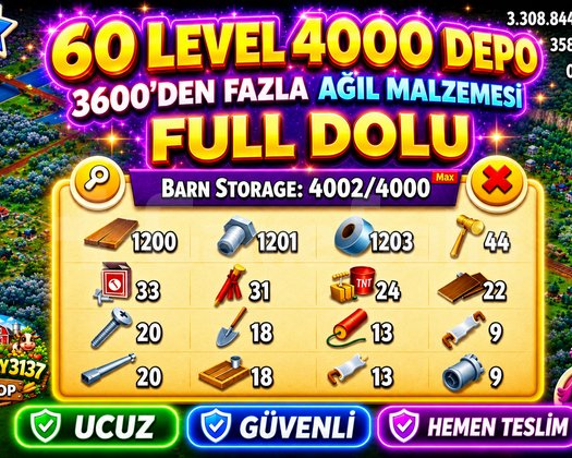 60 LEVEL 4000 DEPO FULL AĞIL DOLU HESAP