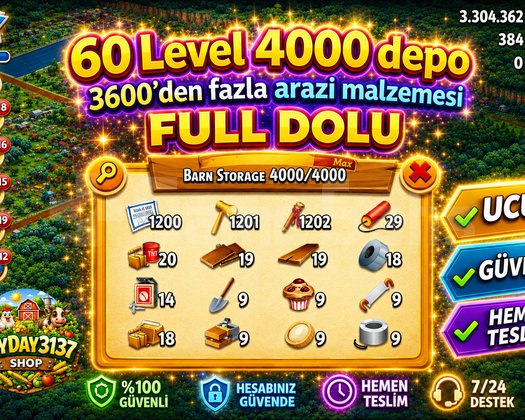 60 LEVEL 4000 DEPO FULL ARAZİ DOLU HESAP