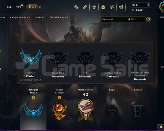 EUW / PLAT 1 / +30 LP -10LP YÜKSEK ELO / HANDMADE