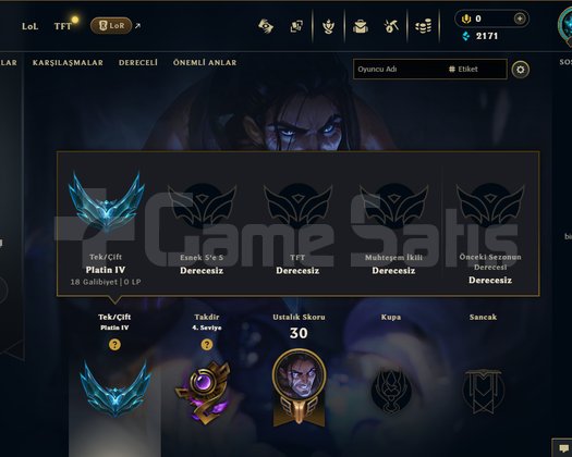 EUW / PLAT4 / +30 YÜKSEK MMR / HANDMADE